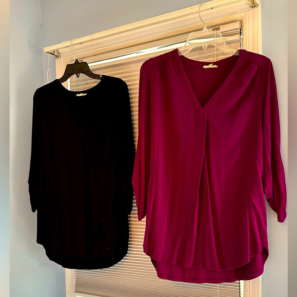 Nordstrom tunic blouse - black and wine , size L